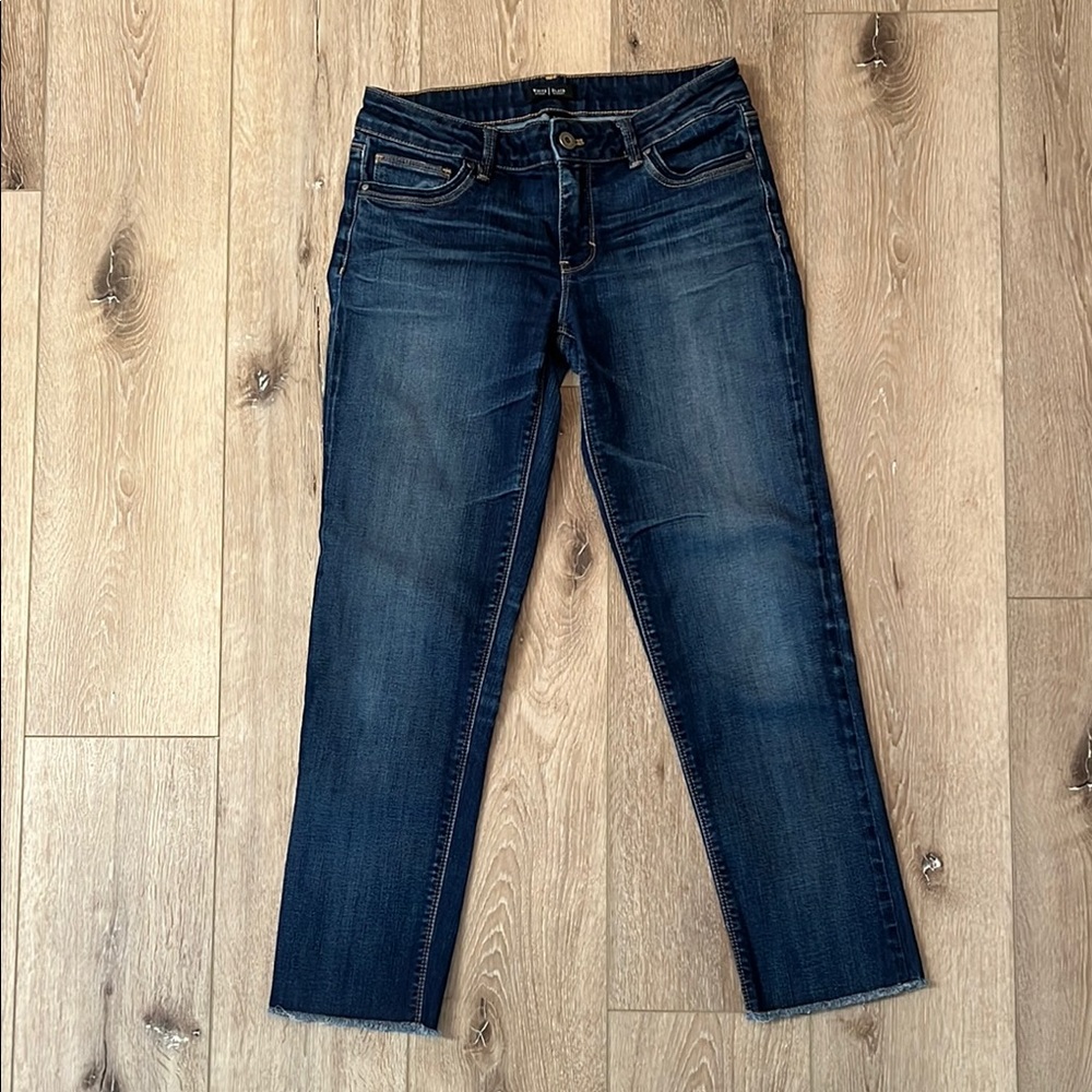 White House Black Market ~ slim crop raw hem jeans, excellent condition! - Picture 1 of 12
